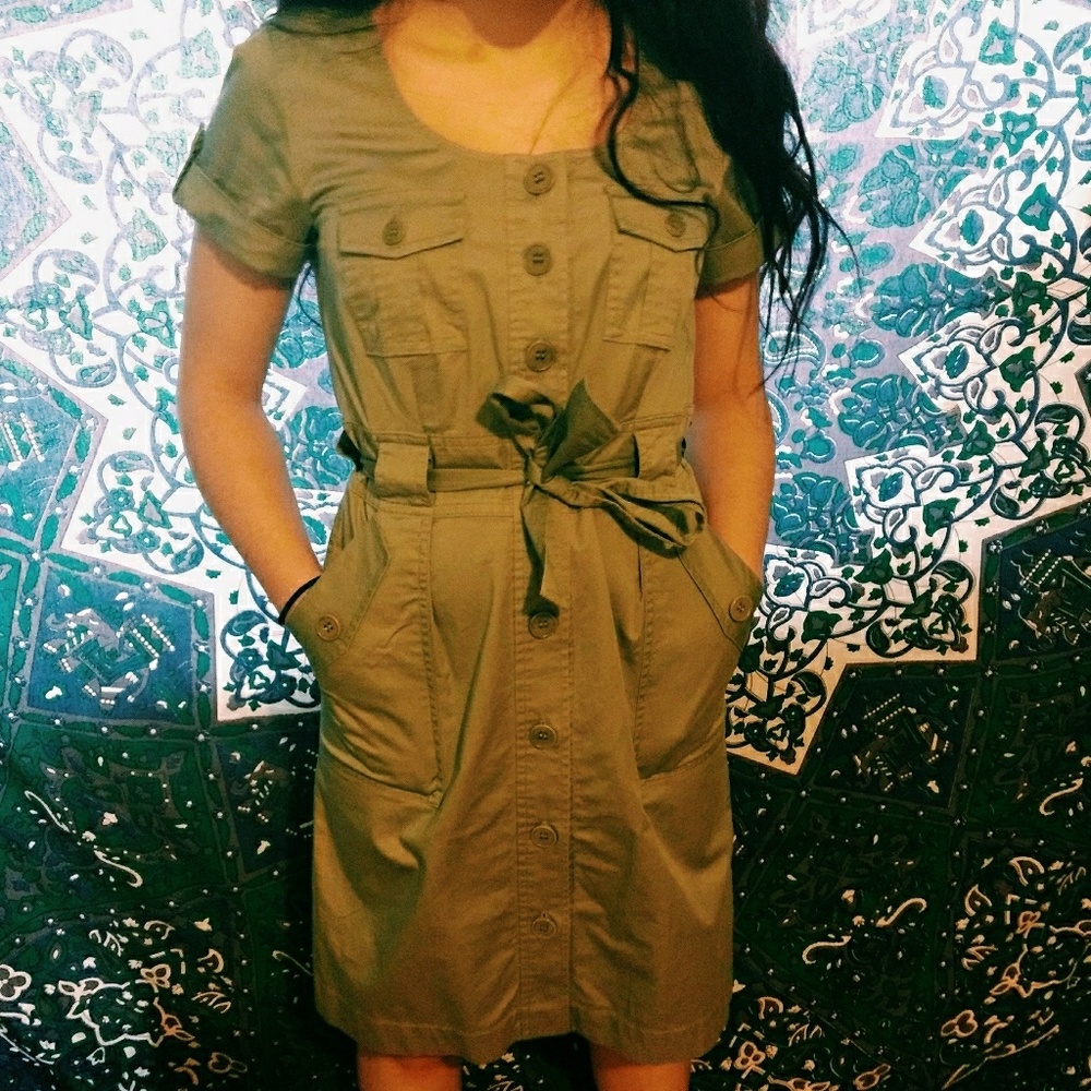 Talbot's Sage Green Button Up Dress